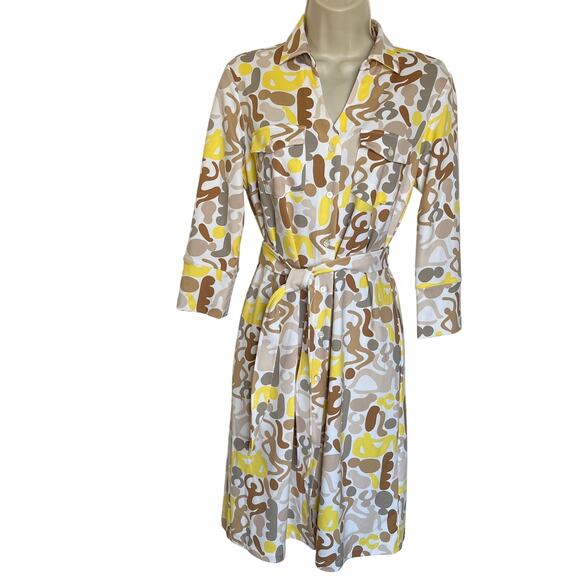 J Mclaughlin Brynn Belted 3/4 Sleeve Shirtdress Womens Size Small Office Career - Picture 10 of 11